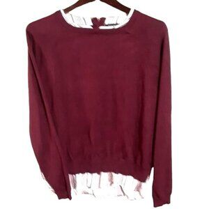 Verve Ami Burgundy Women's Long Sleeve Faux Shirt Knit Medium